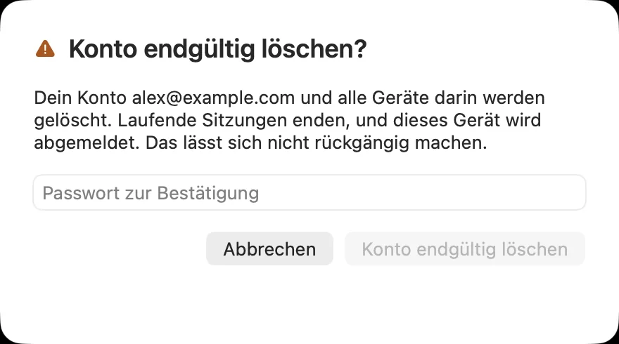 Konto endgültig löschen
