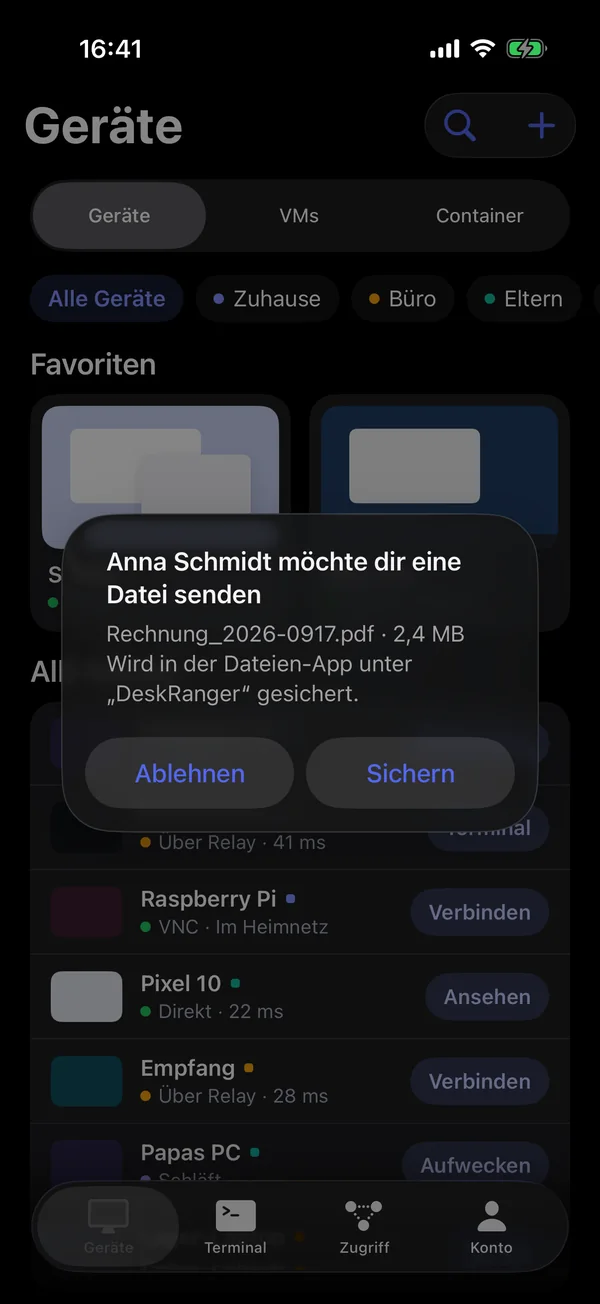 Eine Datei wird angeboten: Sichern oder Ablehnen