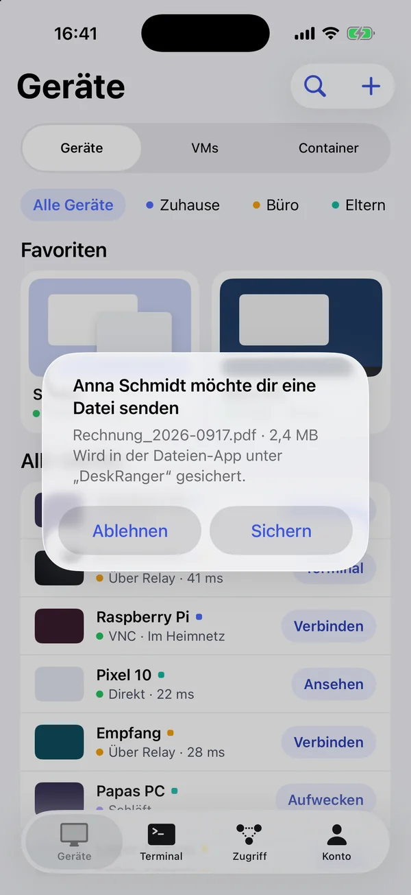 Eine Datei wird angeboten: Sichern oder Ablehnen