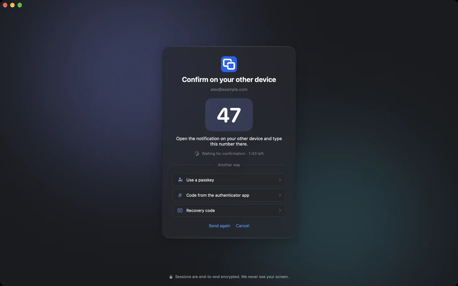 Two-factor sign-in: the number you type on your other device