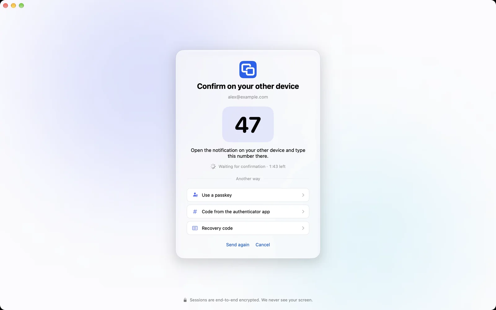 Two-factor sign-in: the number you type on your other device
