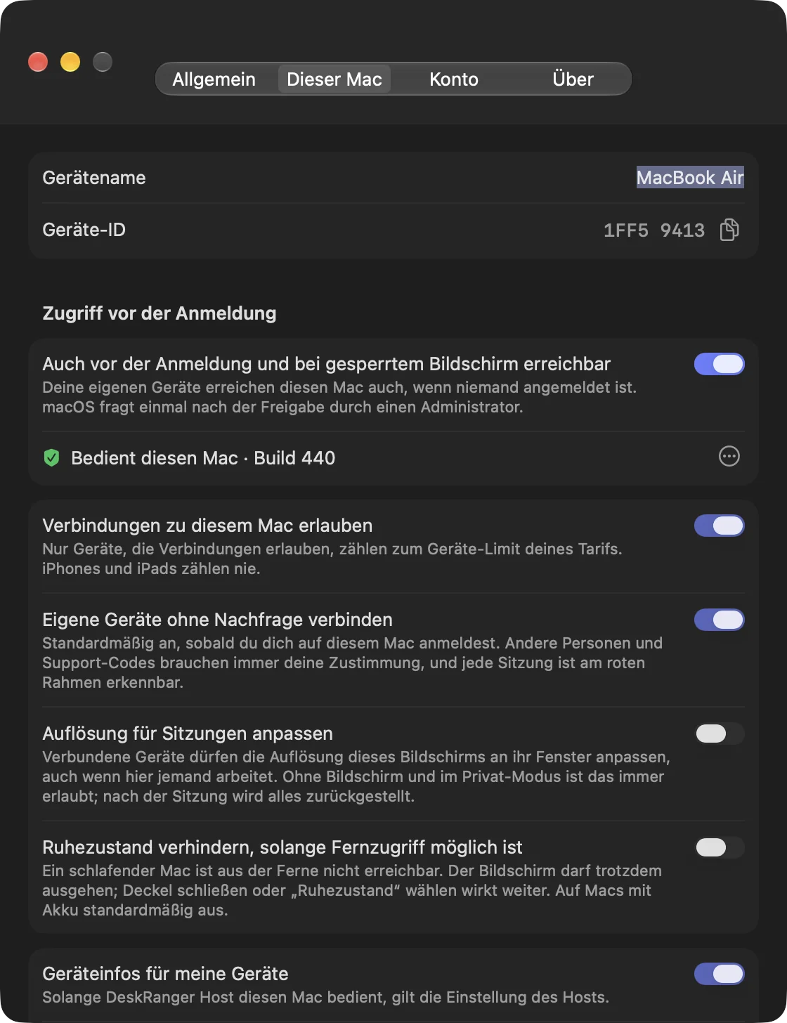 Einstellungen „Dieser Mac“: erreichbar auch vor der Anmeldung und bei gesperrtem Bildschirm
